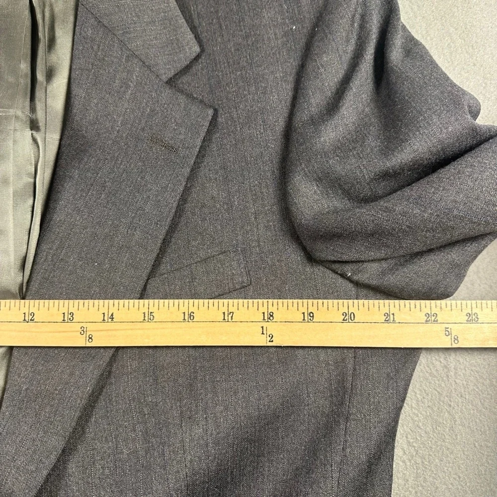 Chaps Ralph Lauren Mens Blazer Charcoal Gray Pinstripe Virgin Wool USA Made